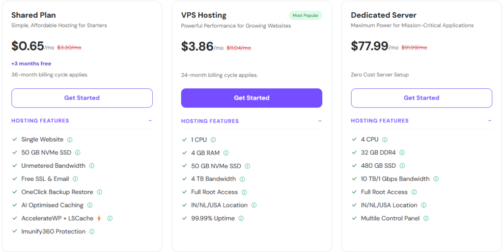 YouStable Plans & Pricing