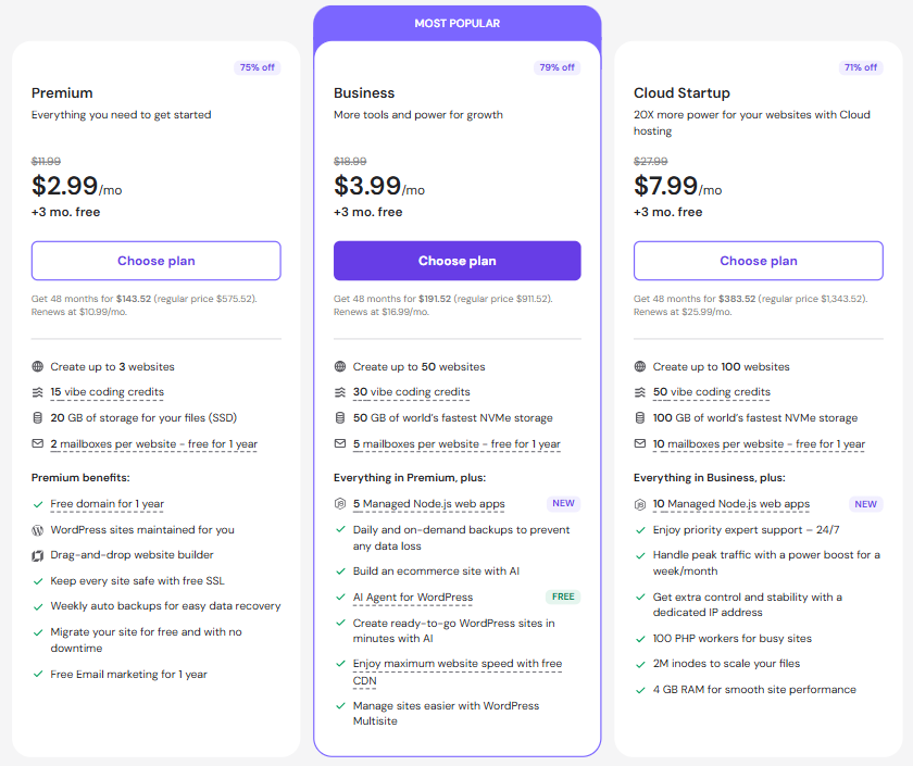 Hostinger Plans & Pricing