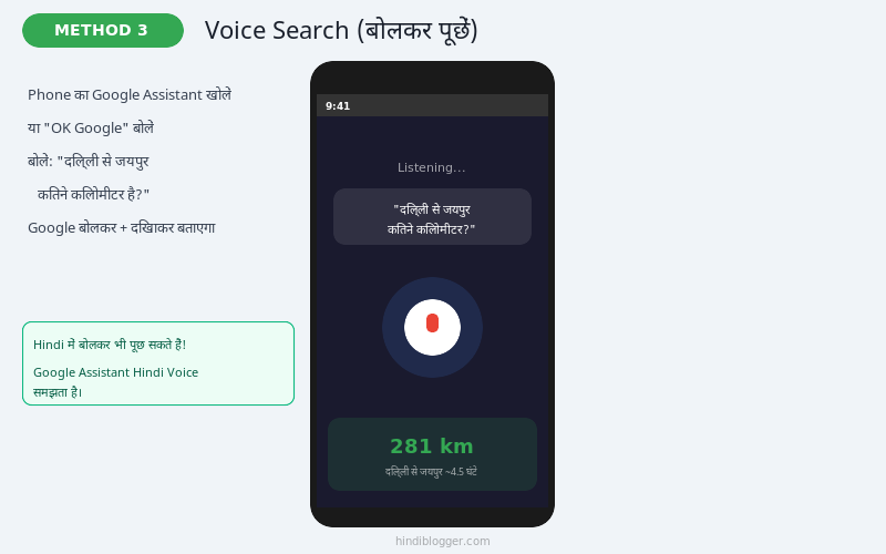 Voice Search Google Assistant se Bolkar Distance Pata Kare Hindi
